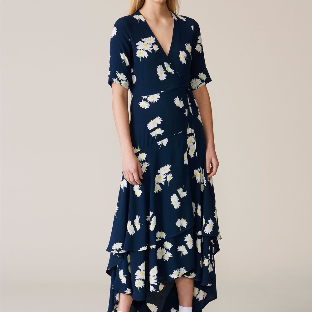 GANNI Silvery crepe wrap dress